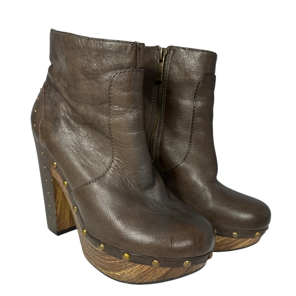 Lucky Brand Terrace Studded Platform Bootie, Brown, Size 6